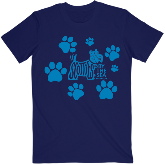 Scotties by the Sea - Paw Print Navy Tee