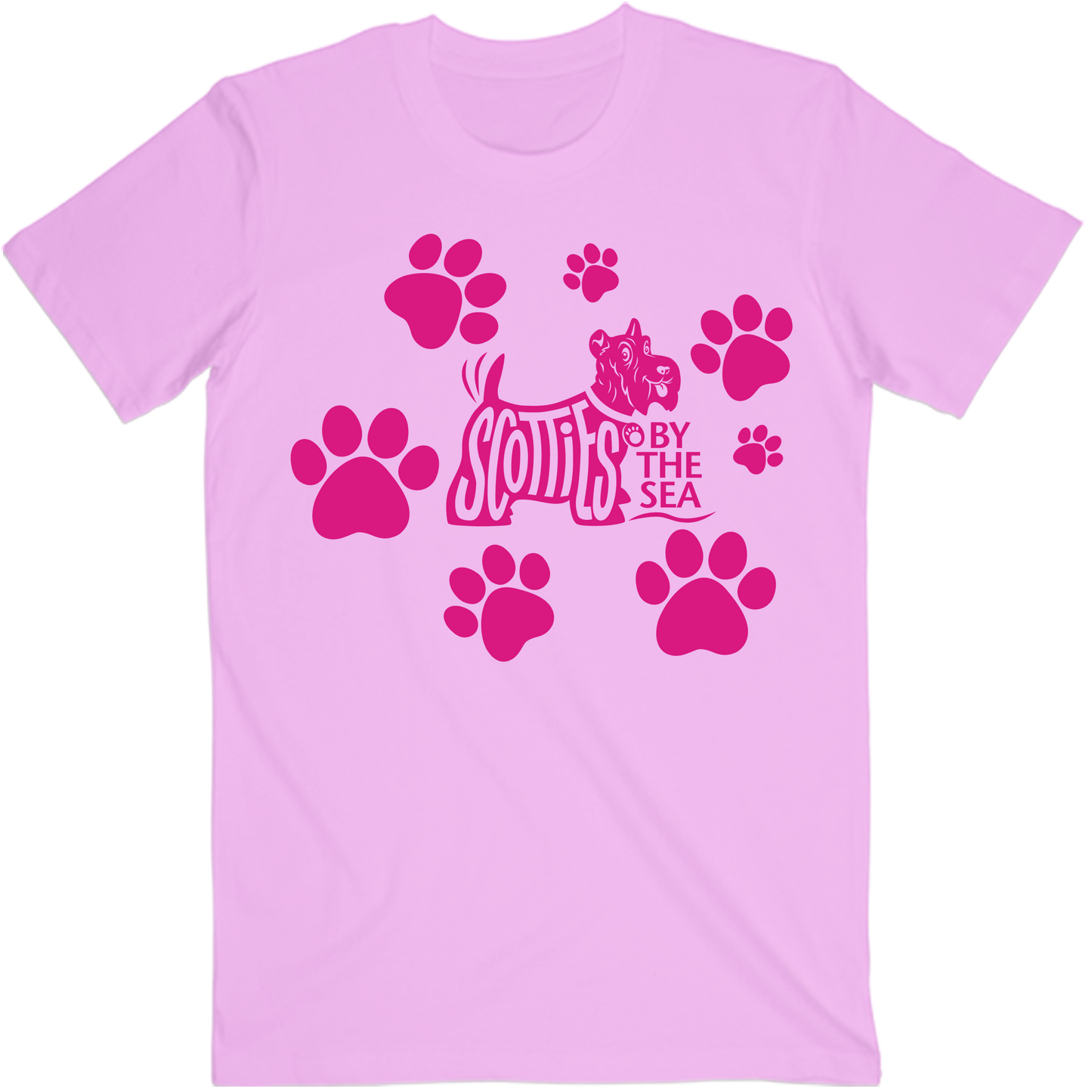 Scotties by the Sea - Paw Print Pink Tee