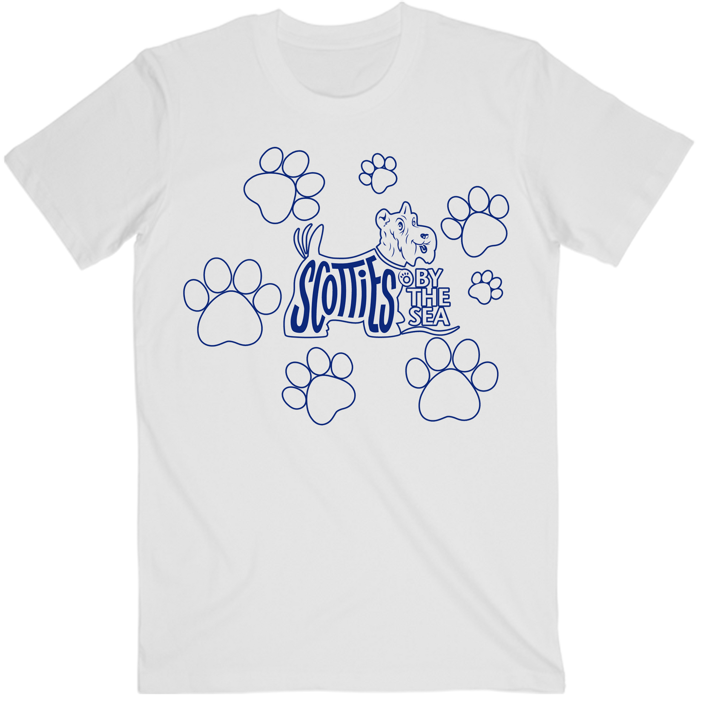 Scotties by the Sea - Paw Print White Tee